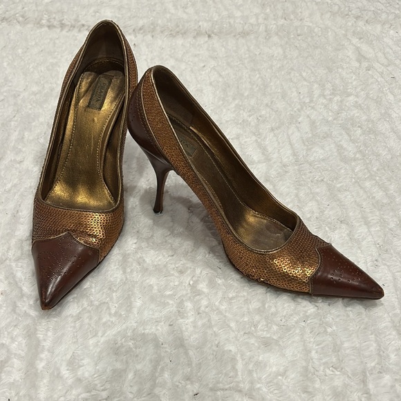 Prada sequin leather Brown and copper Women's Shoes size 36.5 stiletto pumps - Picture 11 of 11
